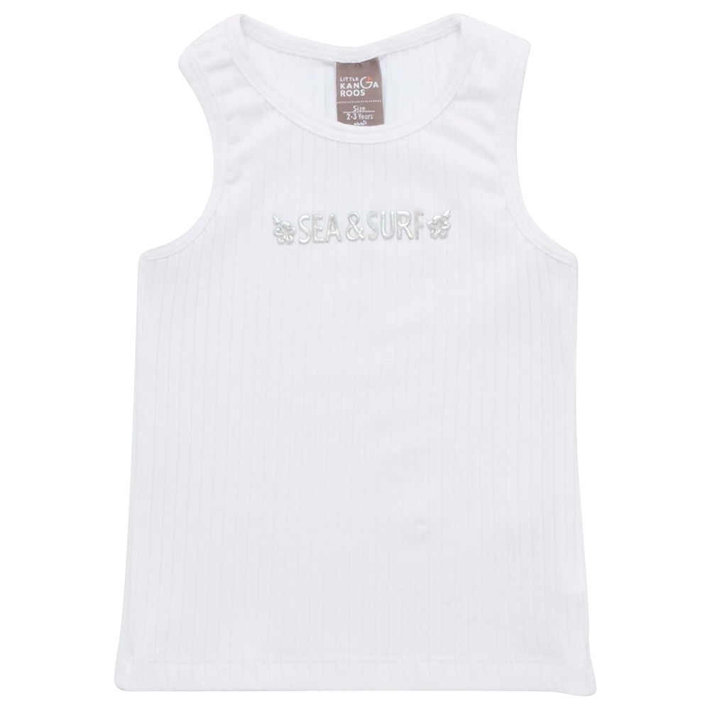 Little Kangaroos - Girl Round Neck Sleeveless T-Shirt - White