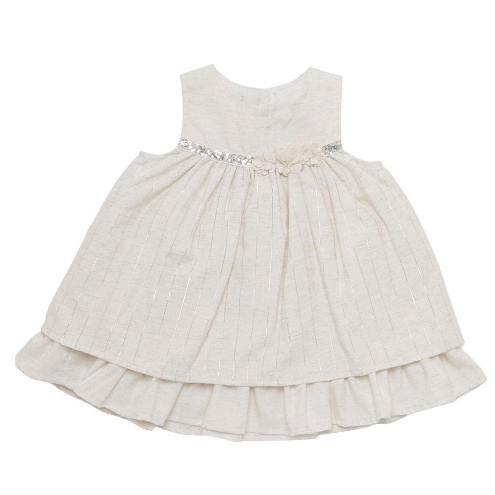 Little Kangaroos - Baby Girl Sleeveless A-Line Dress - Cream