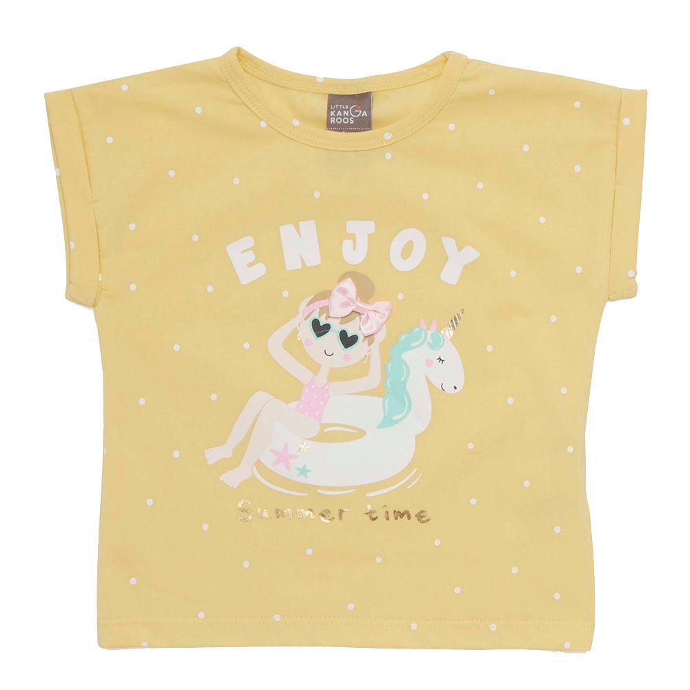 Little Kangaroos - Baby Girl Round Neck Fold Sleeve T-Shirt - Mango