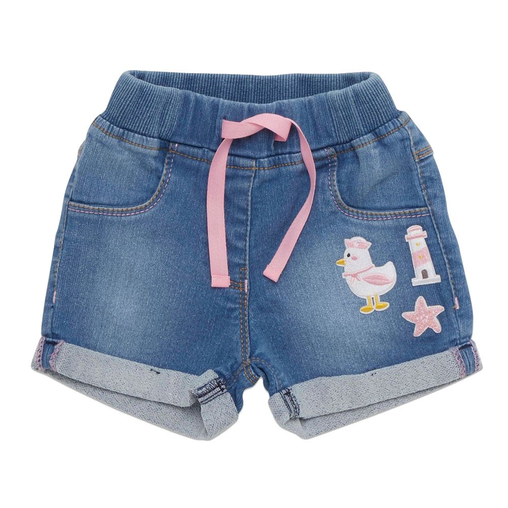 Little Kangaroos - Baby Girl Slim Fit Denim Shorts - Dark Blue