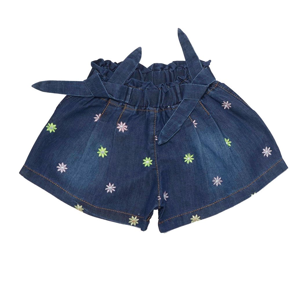 Little Kangaroos - Baby Girl Elasticated Denim Shorts - Dark Blue