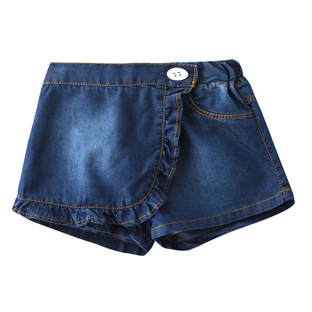 Little Kangaroos - Baby Girl Fully Elasticated Denim Skort - Dark Blue