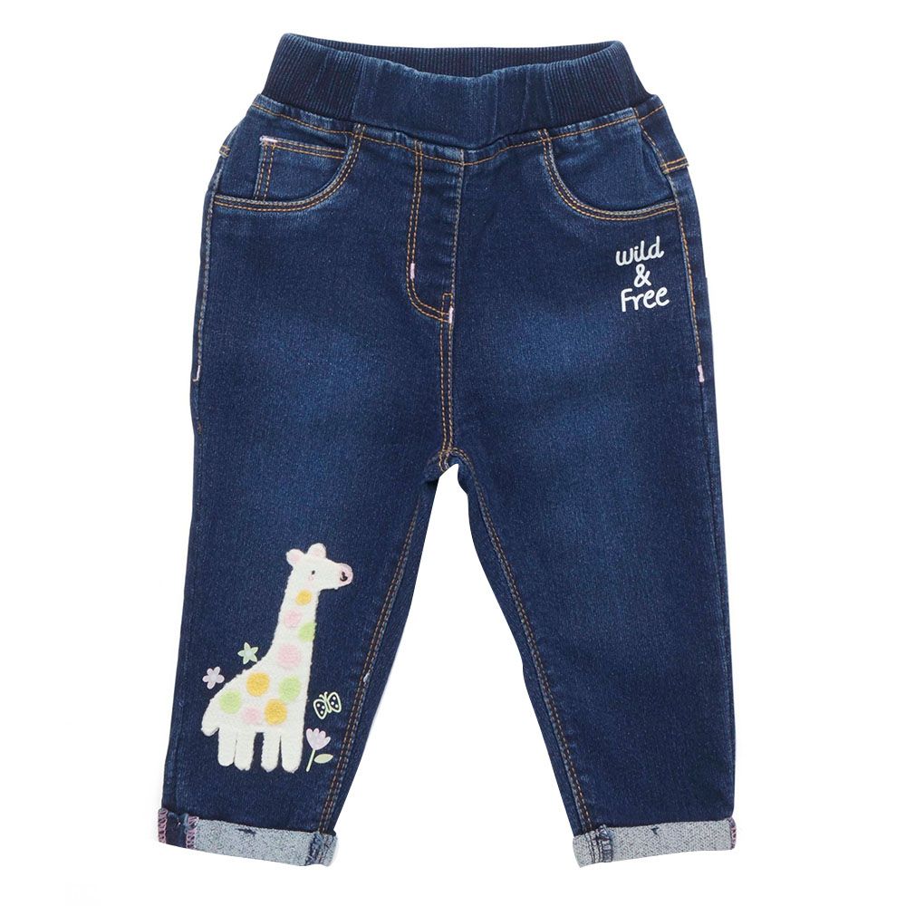 Little Kangaroos - Baby Girl Full Elastic Denim Jeans - Navy Blue