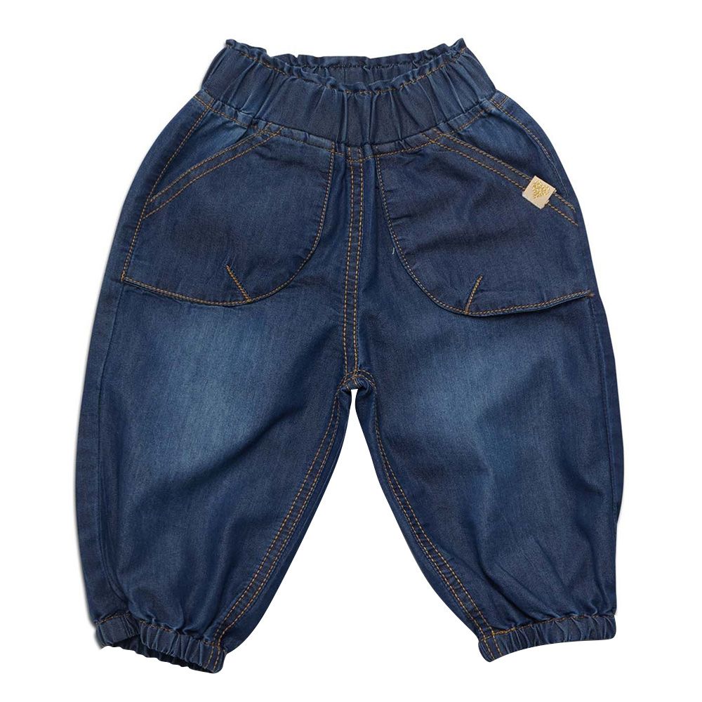 Little Kangaroos - Baby Girl Fully Elasticated Denim Joggers - Dark Blue