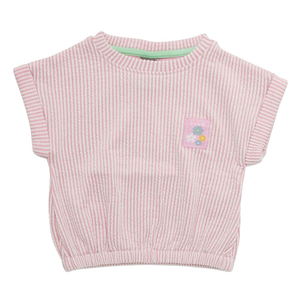 Little Kangaroos - Baby Girl Round Neck Top - Pink/White