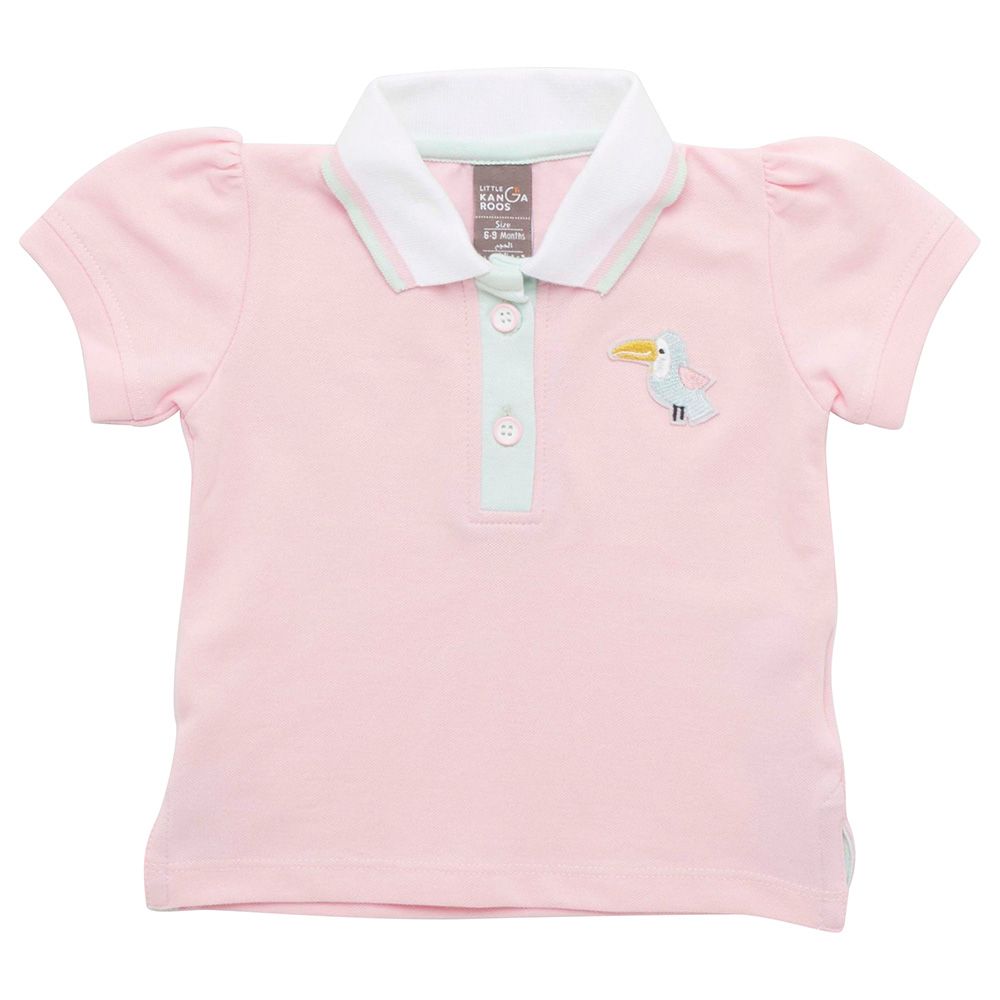 Little Kangaroos - Baby Girl Half Sleeve Polo T-Shirt - Pink