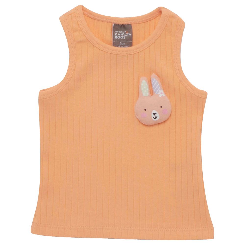 Little Kangaroos - Baby Girl Round Neck Sleeveless T-Shirt - Orange