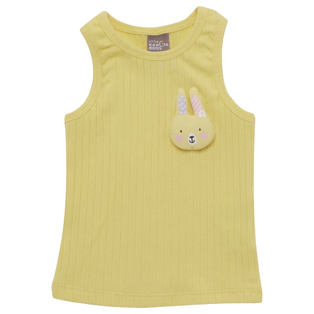 Little Kangaroos - Baby Girl Round Neck Sleeveless T-Shirt - Lemon