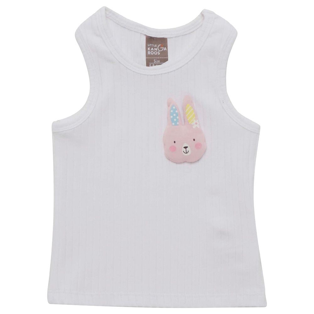 Little Kangaroos - Baby Girl Round Neck Sleeveless T-Shirt - White