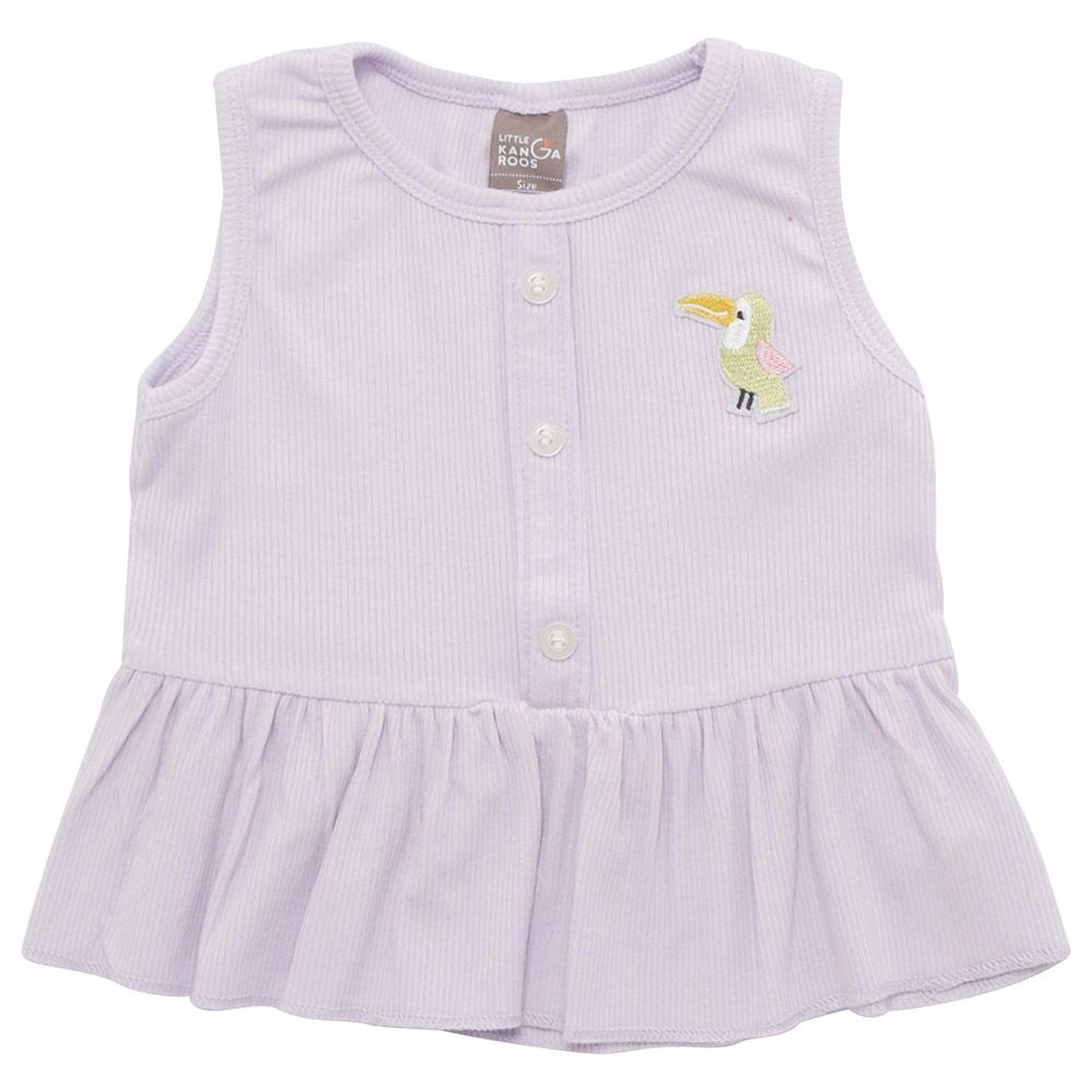 Little Kangaroos - Baby Girl Round Neck Sleeveless Knit Top - Lilac