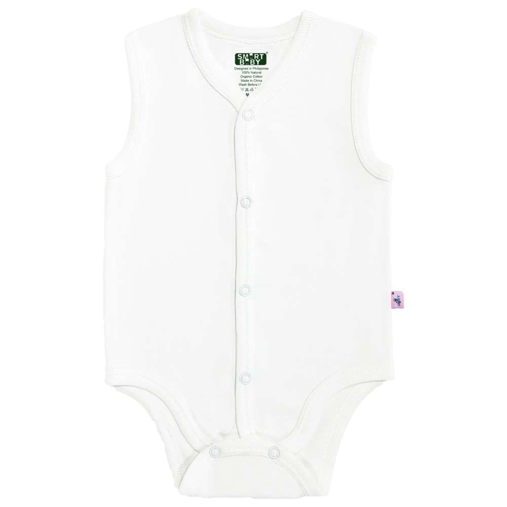 Smart Baby - Organic Sleeveless Front Open Bodysuit - White