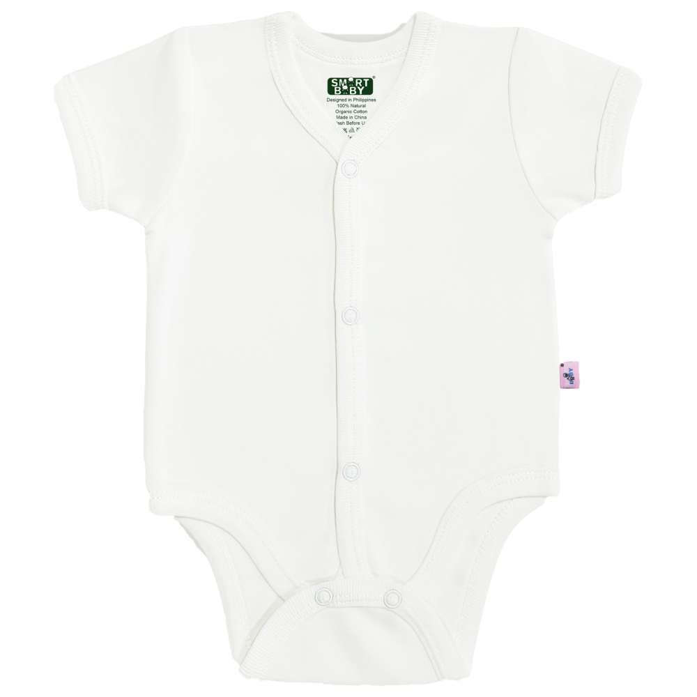 Smart Baby - Organic Half Sleeve Front Open Bodysuit - White