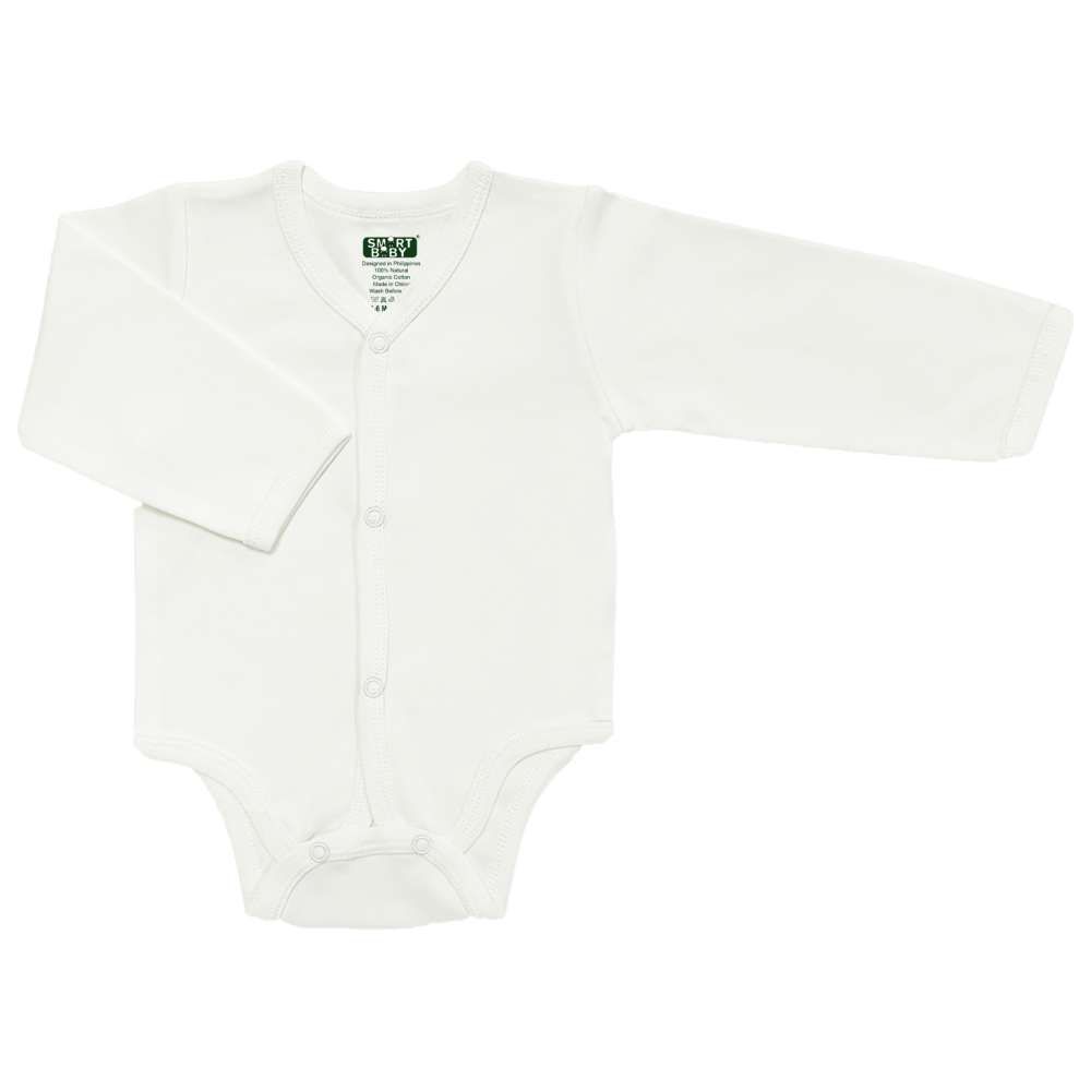 Smart Baby - Full Sleeve Front Open Bodysuit - White