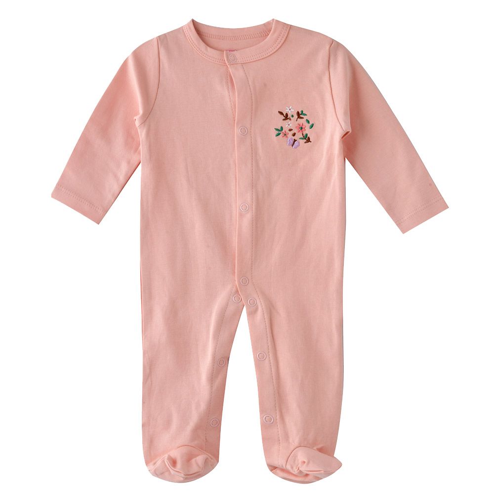 Smart Baby - Baby Girl Snap Button Sleepsuit - Pink