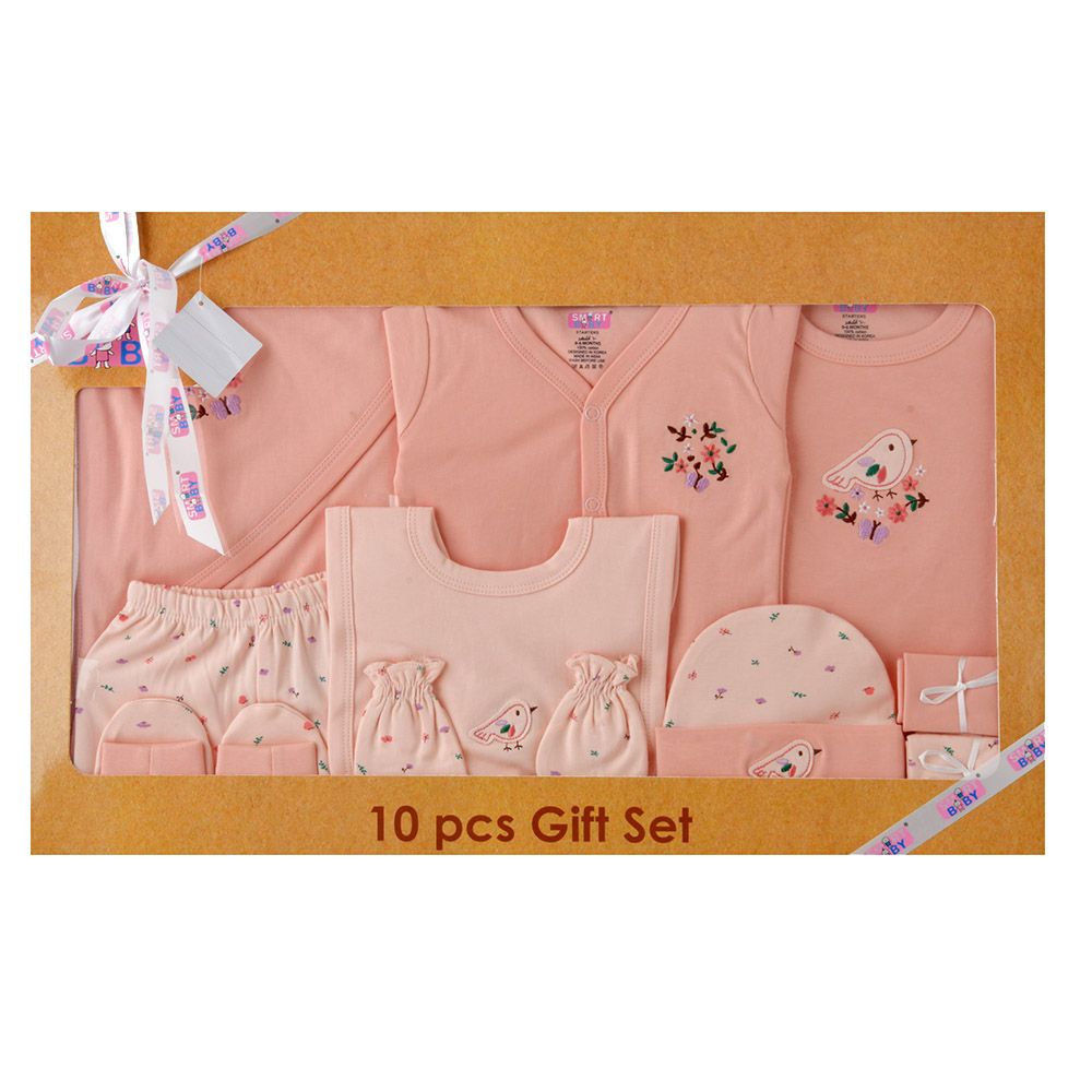 Smart Baby - 10pc-Set - Baby Girl Gift Set - Pink