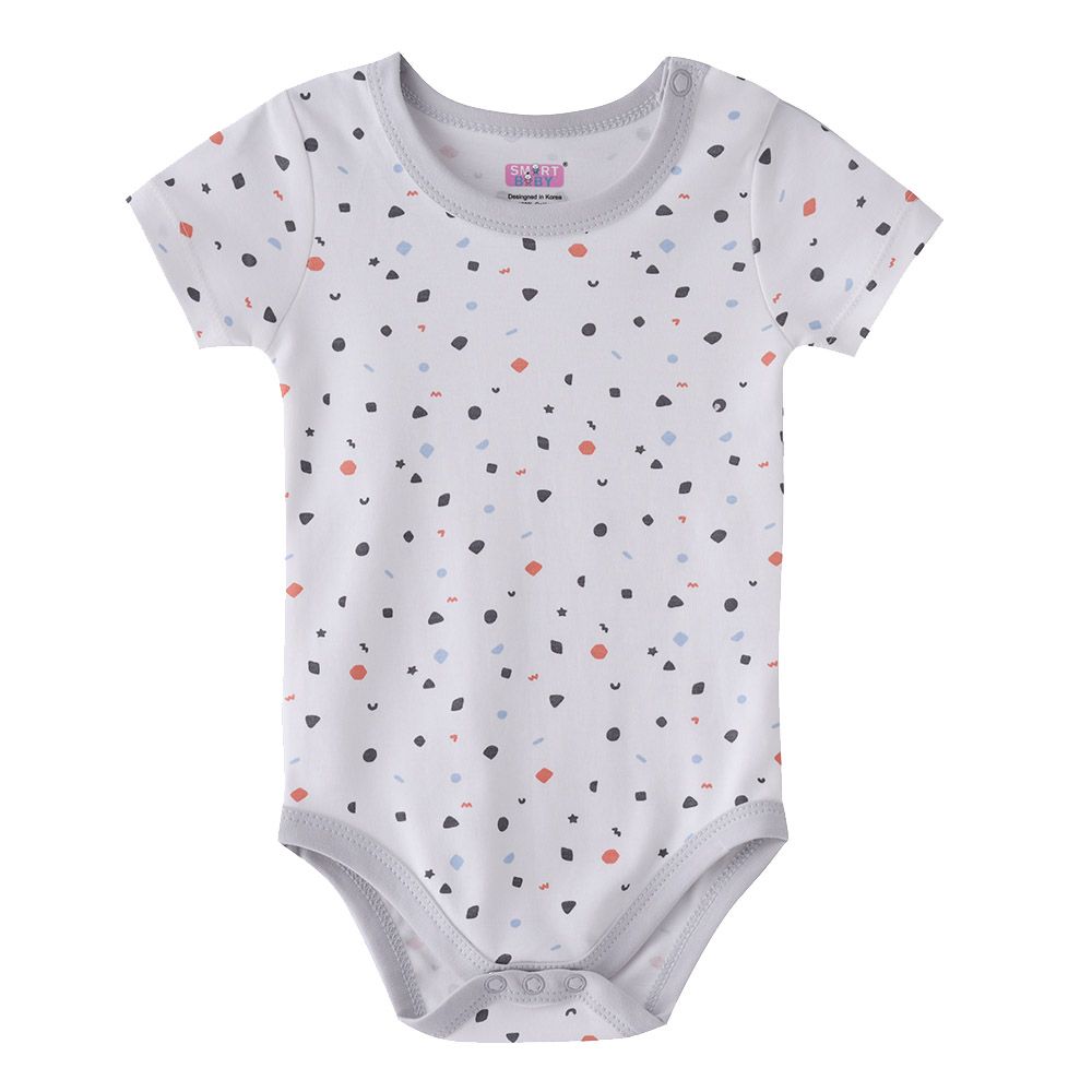 Smart Baby - Baby Boy All Over Printed Half Sleeve Bodysuit - White