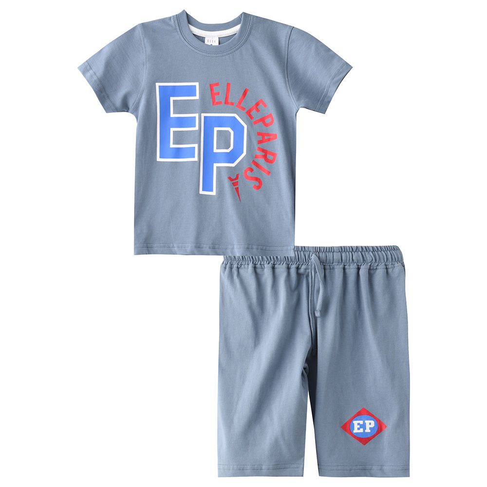 Genius - 2pc-Set - Boy Half Sleeve T-shirt With Bermuda - Blue