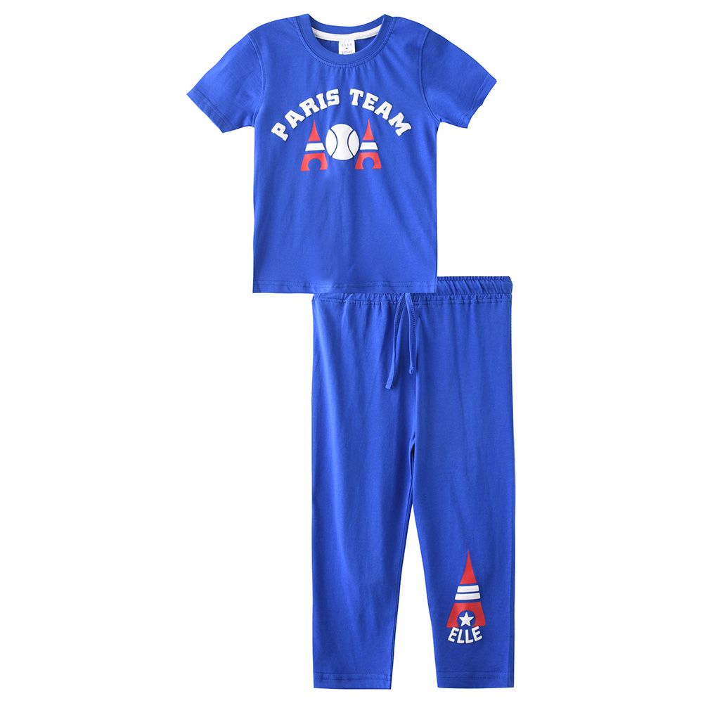 Genius - 2pc-Set - Boy Half Sleeve T-shirt With Pants - Deep Blue