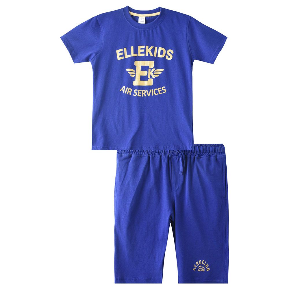 Genius - 2pc-Set - Boy Half Sleeve T-shirt With Bermuda - Navy Blue