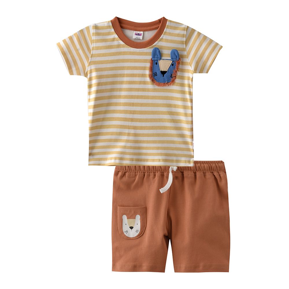 Smart Baby - 2pc-Set - Baby Boy T-Shirt w/ Bermuda Shorts - Brown