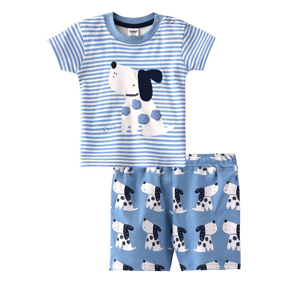 Smart Baby - 2pc-Set - Half Sleeve T-Shirt w/ Bermuda Shorts - Blue