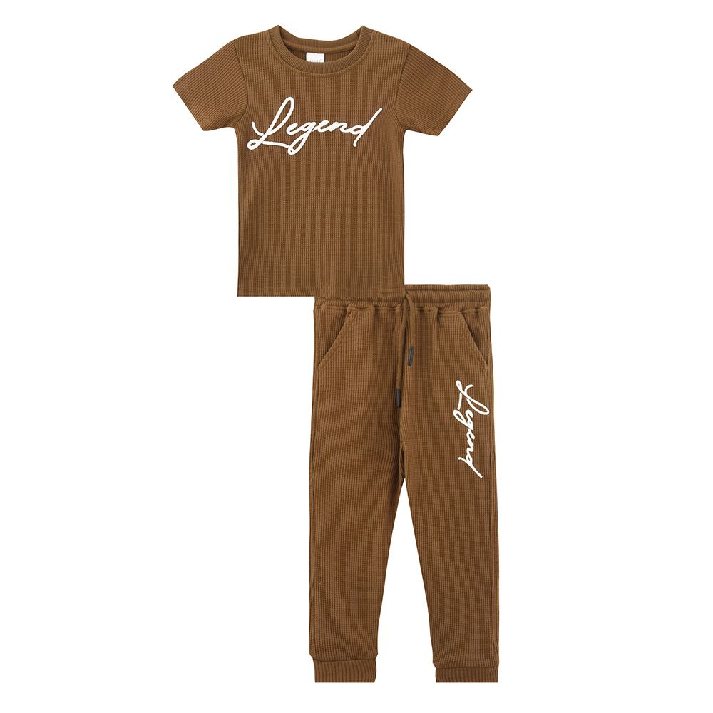 Genius - 2pc-Set - Boy's Short Sleeve T-Shirt w/ Pants - Brown