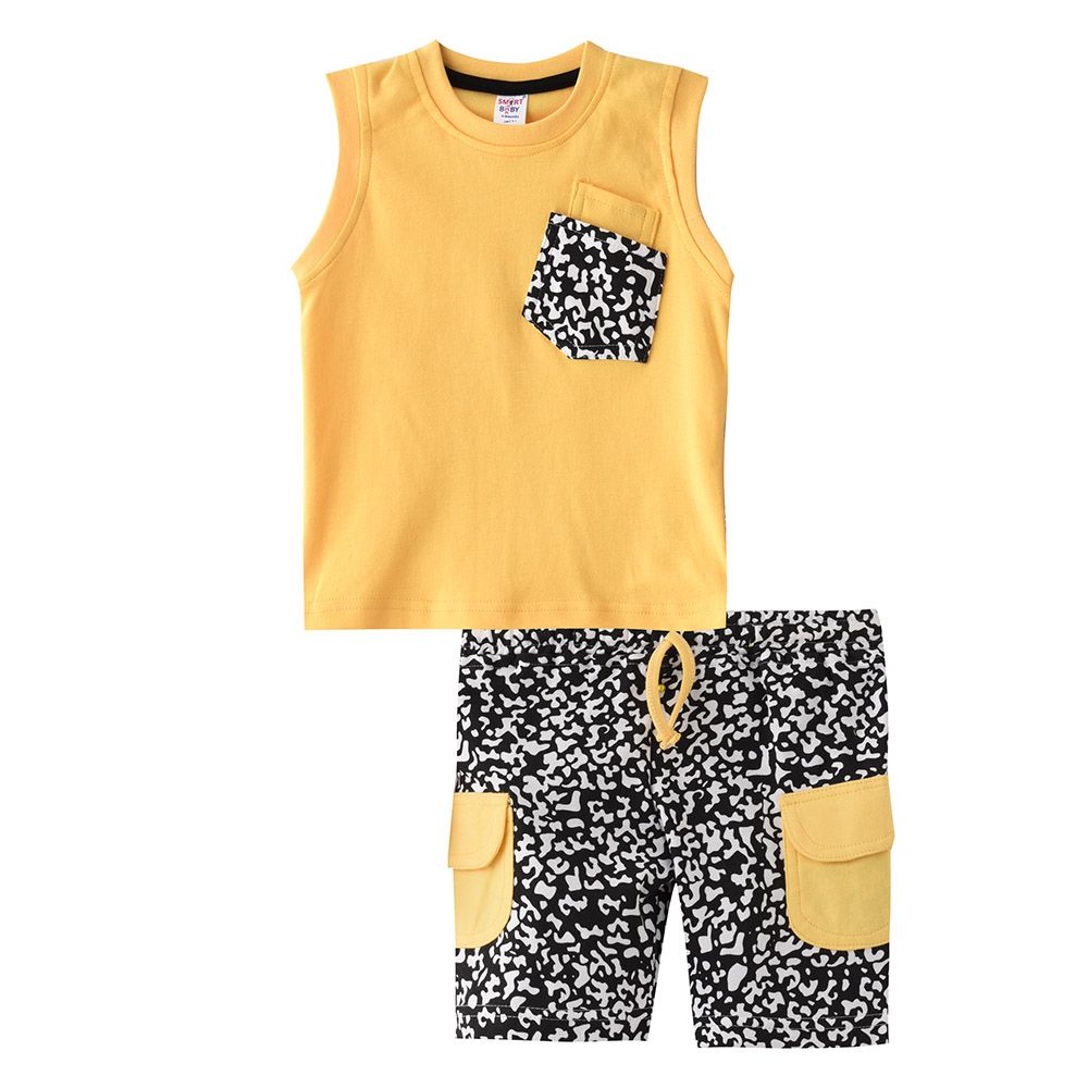 Smart Baby - 2pc-Set - Sleeveless T-Shirt w/ Printed Bermuda Shorts