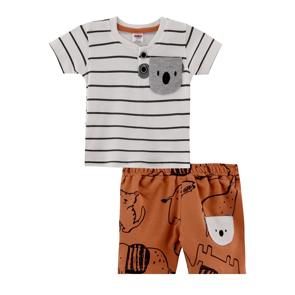 Smart Baby - 2pc-Set - Baby Boy Half Sleeve T-Shirt w/ Bermuda Shorts