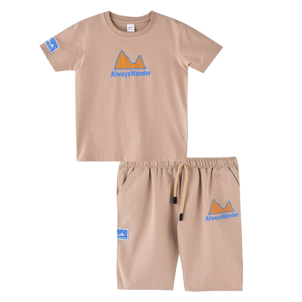 Genius - 2pc-Set - Boy's Short Sleeve T-Shirt w/ Bermuda Shorts - Wheat