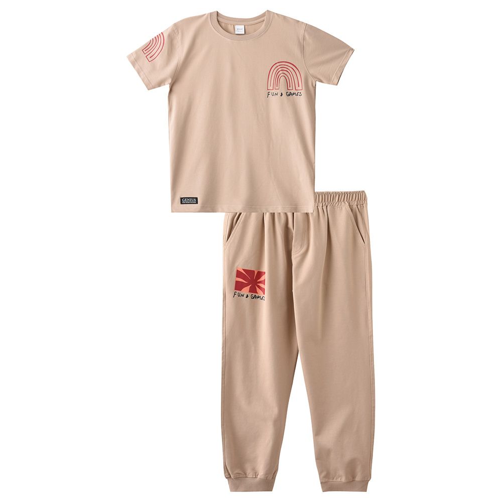 Genius - 2pc-Set - Boy Half Sleeve T-shirt With Pants - Pale Silver