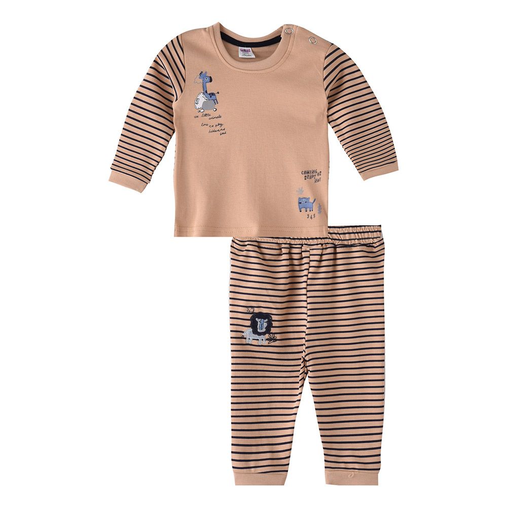 Smart Baby - 2pc-Set - T-Shirt w/ Striped Pants - Pink