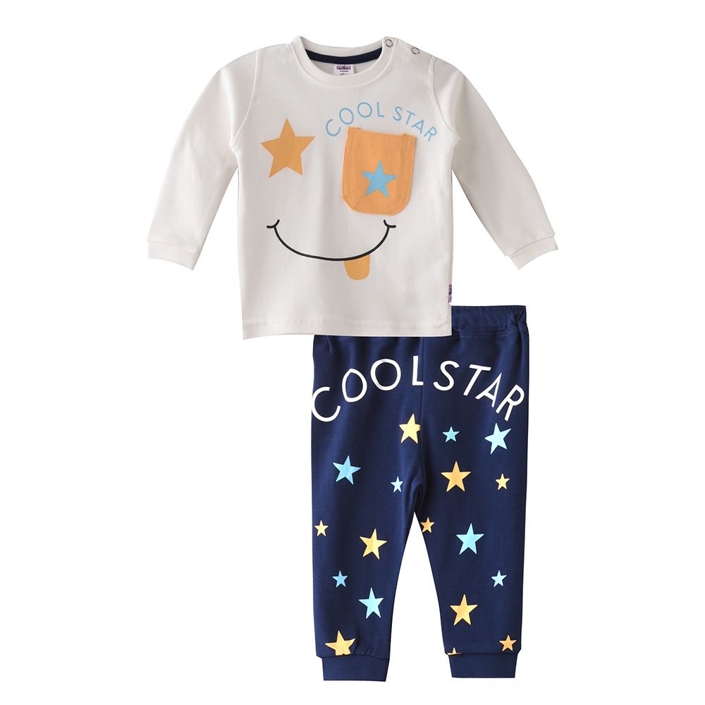 Smart Baby - 2pc-Set - Cool Star Full Sleeve T-Shirt w/ Pants