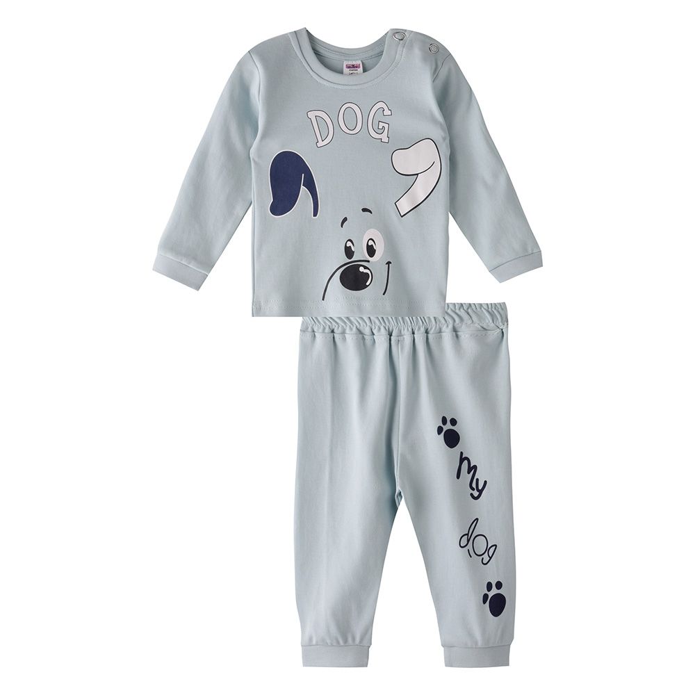 Smart Baby - 2pc-Set - Dog T-Shirt w/ Pants Set - Ice Blue