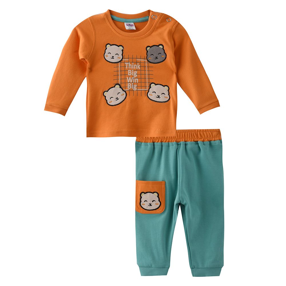 Smart Baby - 2pc-Set - Baby Boy T-Shirt w/ Pants - Orange