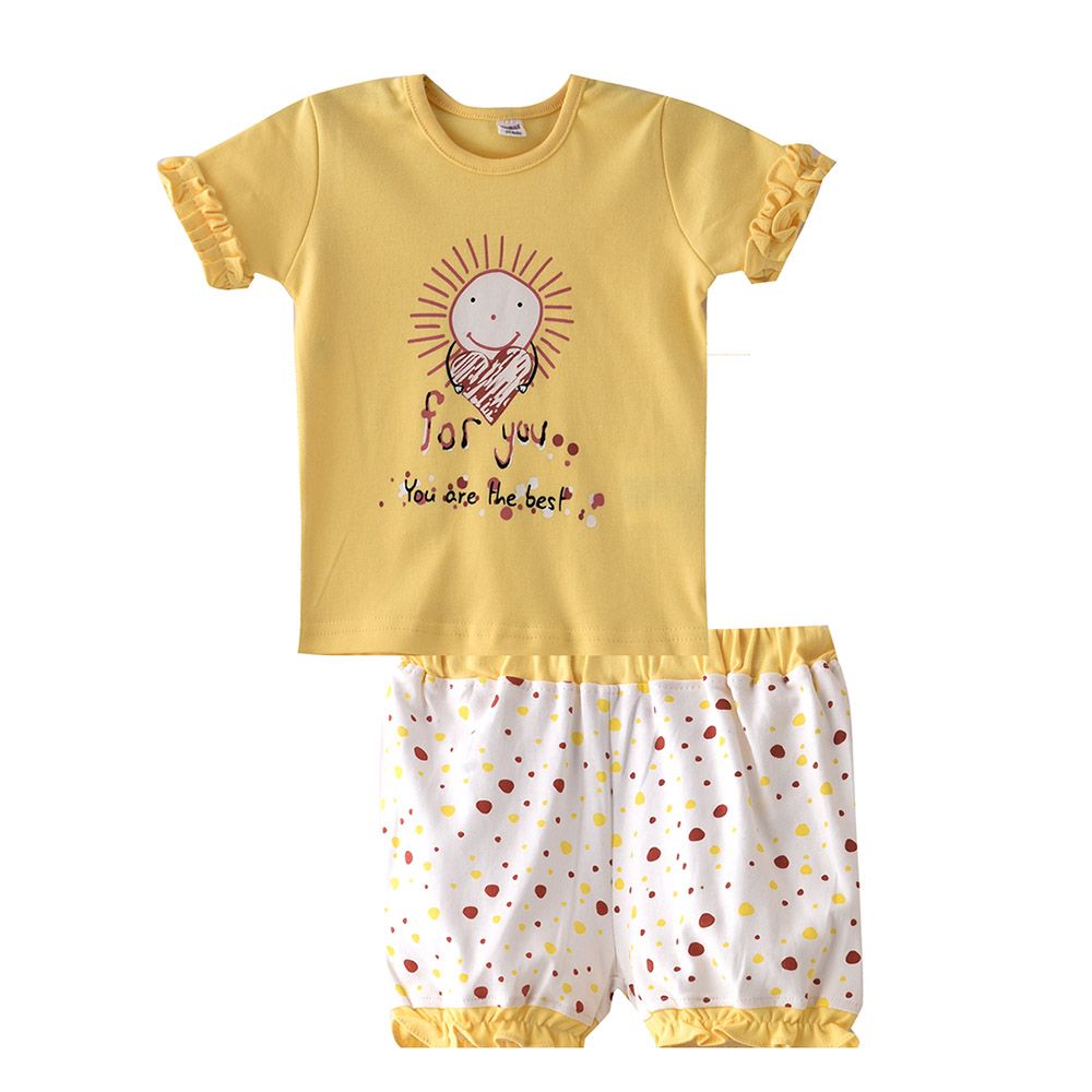 Smart Baby - 2pc-Set - Baby Girl T-Shirt w/ Bloomer - Yellow/White