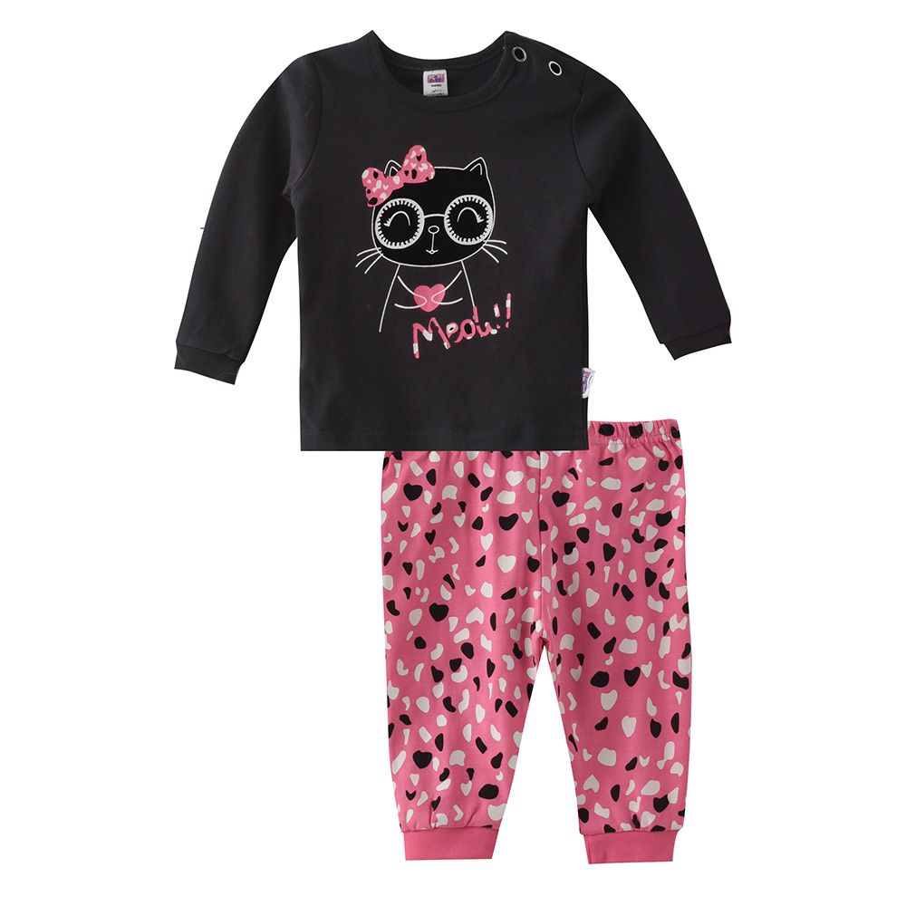 Smart Baby - 2pc-Set - Full Sleeve T-Shirt w/ Pants - Black