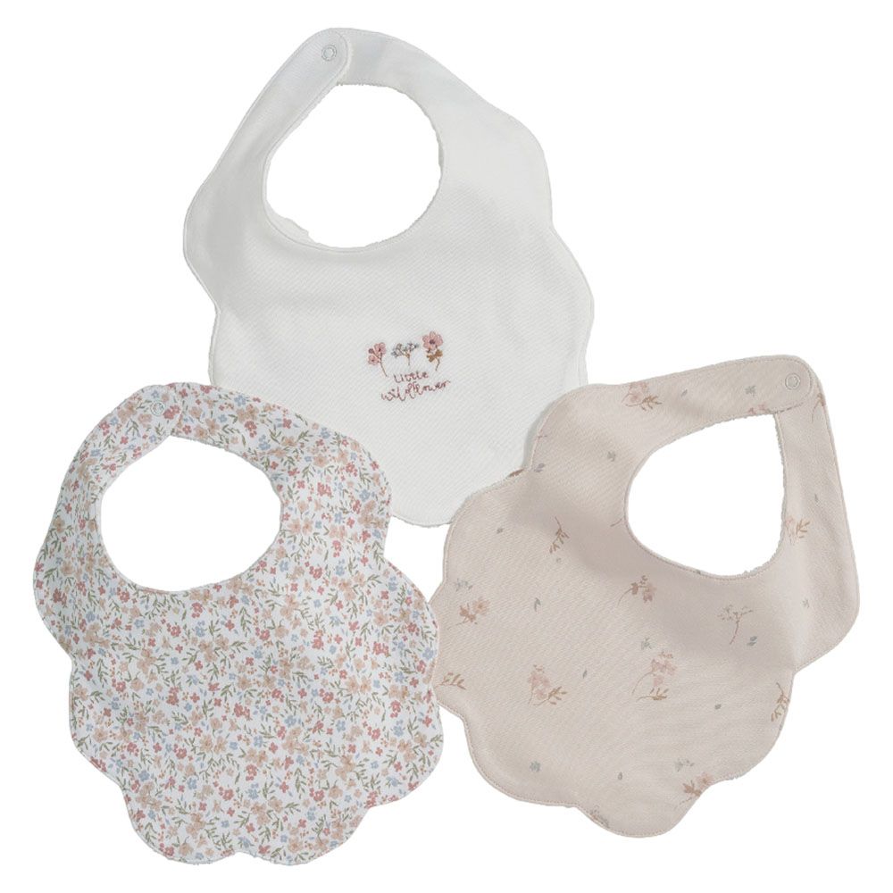 Mamas & Papas - 3pc-Set - Floral Scalloped Bibs