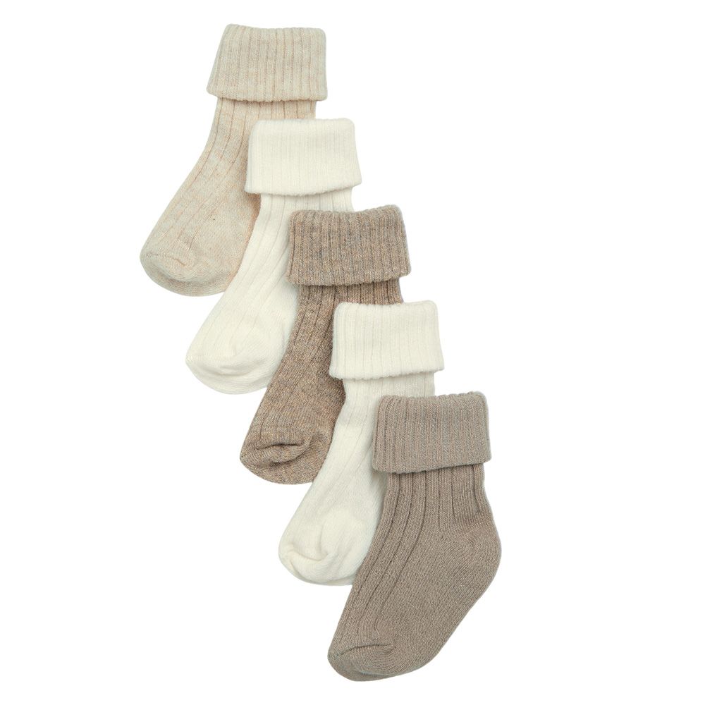 Mamas & Papas - 5pc-Set - Sand Chunky Cotton Socks - Neutral