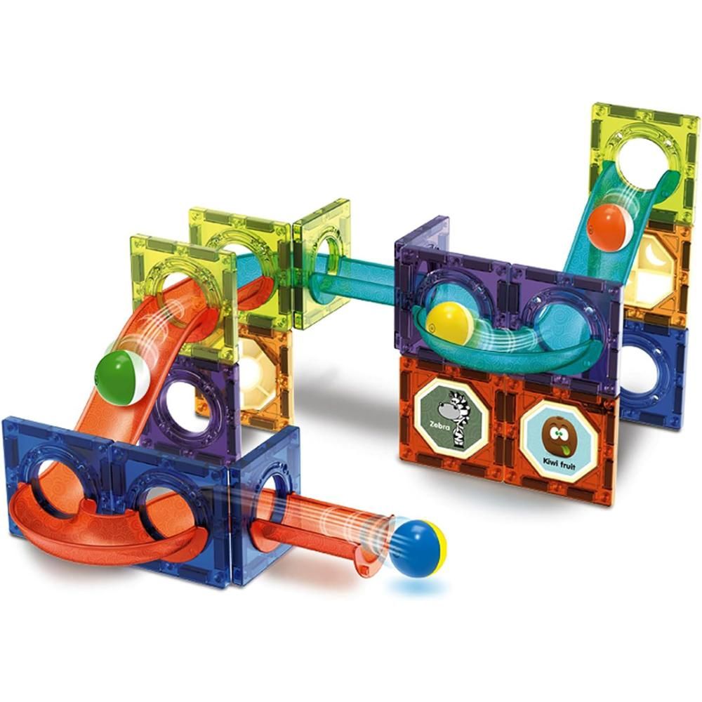 Little Learners - Magnetic Block And Marble Run Set 40pcs