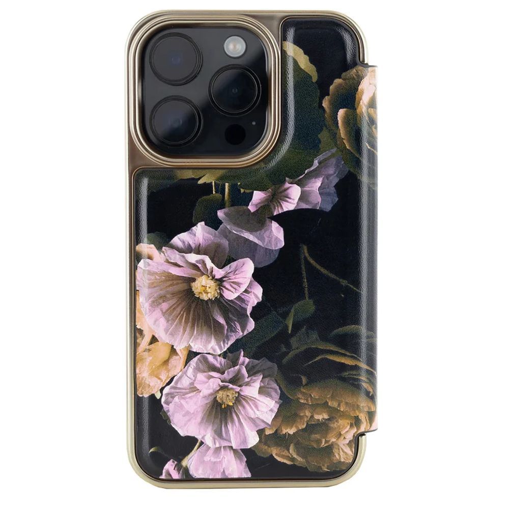 Ted Baker - iPhone 15 Pro Max Mirror Folio Case - Paper Flowers