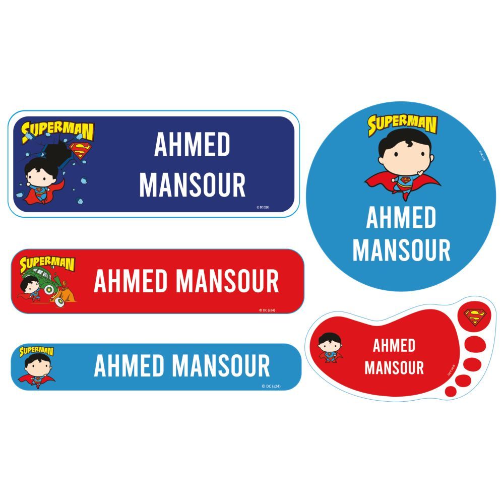 Essmak - Personalised Baby Superman Labels - 74pcs