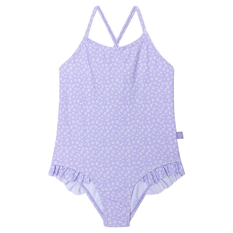 Swim Essentials - Lila Leopard All Over Girls Bathing Suit - Purple