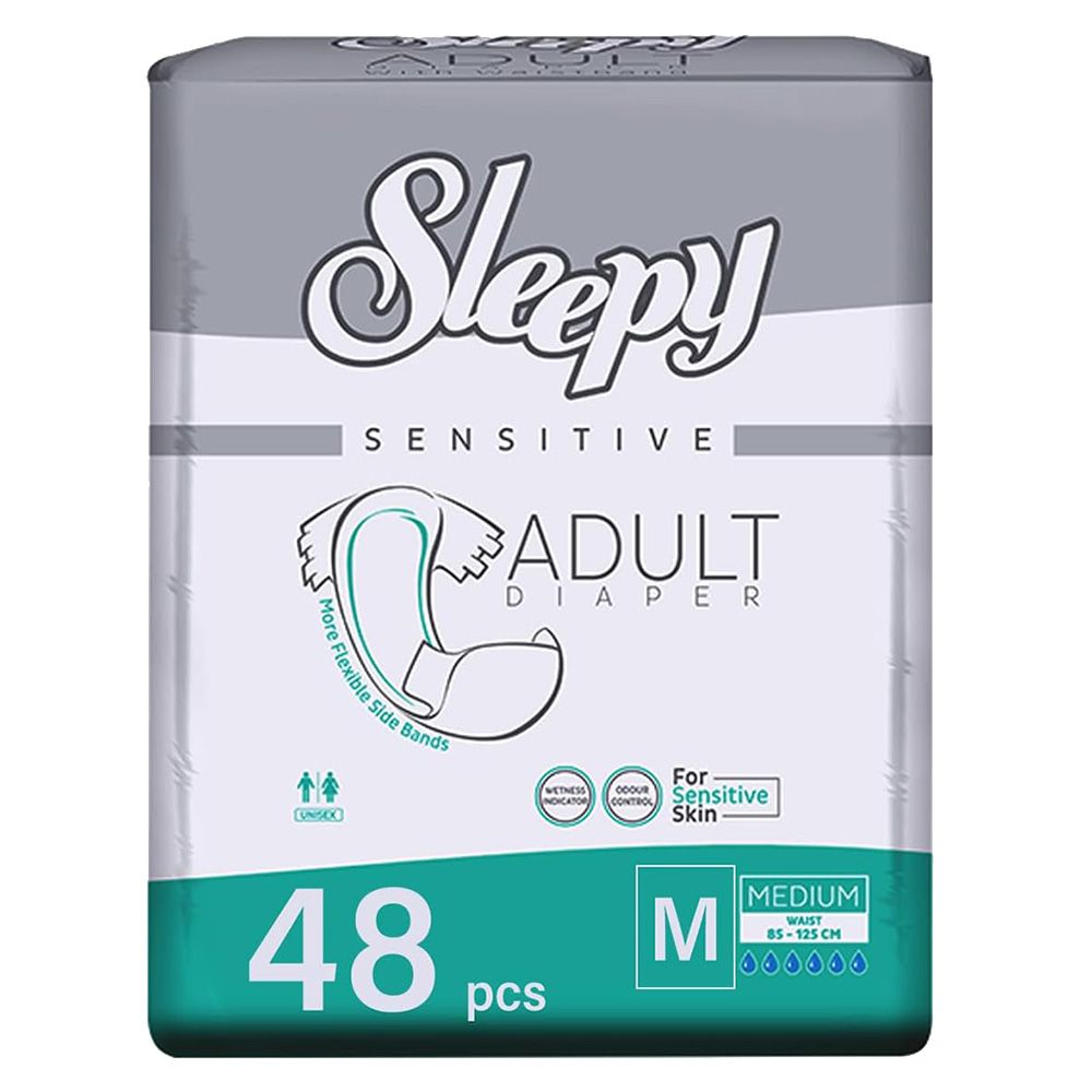 Sleepy - Hypoallergenic Adult Diapers - Medium - 85-125 cm - 48 Count