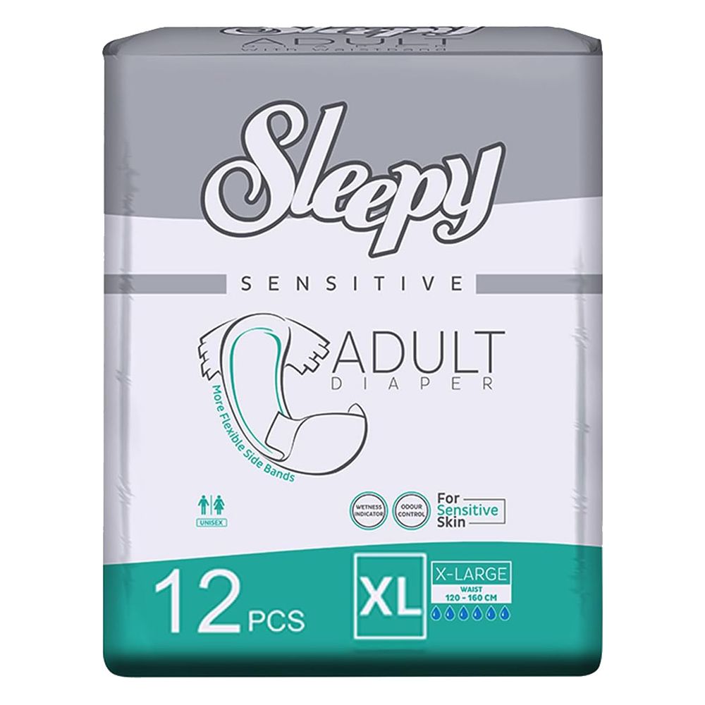 Sleepy - Hypoallergenic Adult Diapers - XL - 120-160 cm - 12 Count