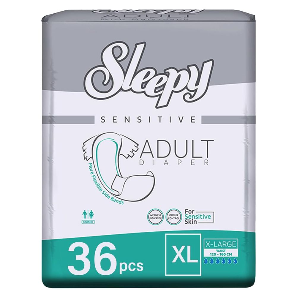 Sleepy - Hypoallergenic Adult Diapers - XL - 120-160 cm - 36 Count