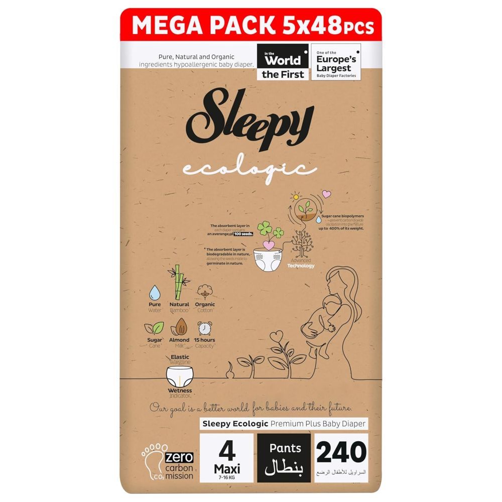 Sleepy - Ecologic Premium Diaper Pants - Size 4 - 7-16 Kg - 240 Count