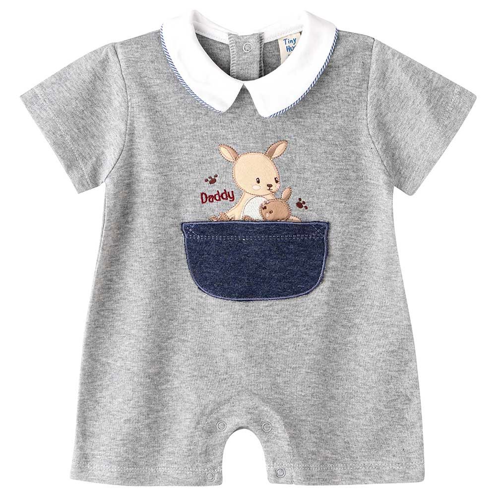 Tiny Hug - Boys Soft And Comfortable Cotton Romper - Grey