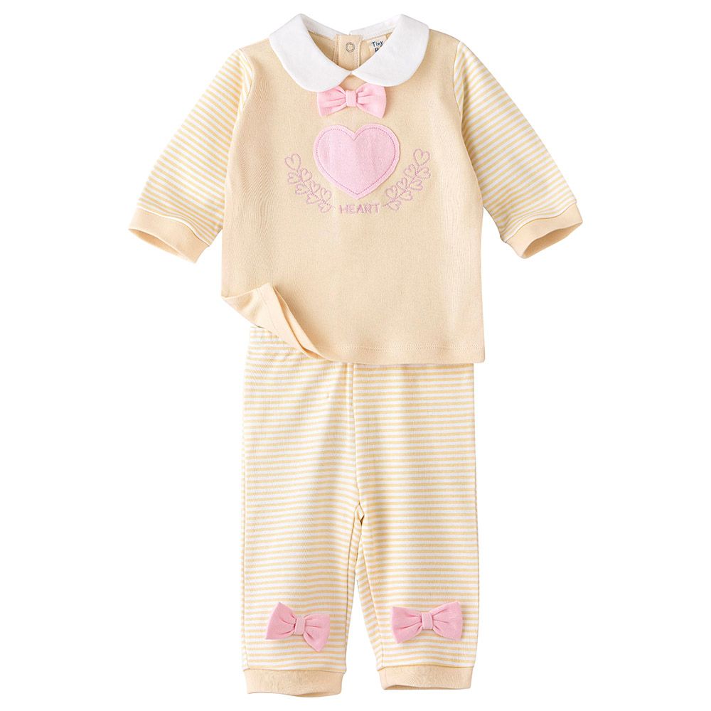 Tiny Hug - 2pc-Set - Long Sleeve Cotton Pajama Suit - Yellow