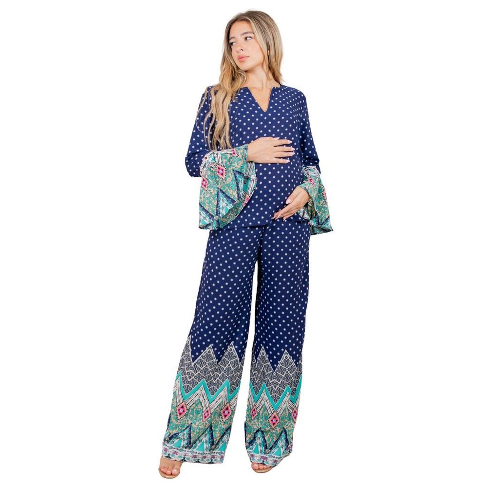 Oh9Shop - 2pc-Set - Isla Top & Pants Co-Ords - Navy