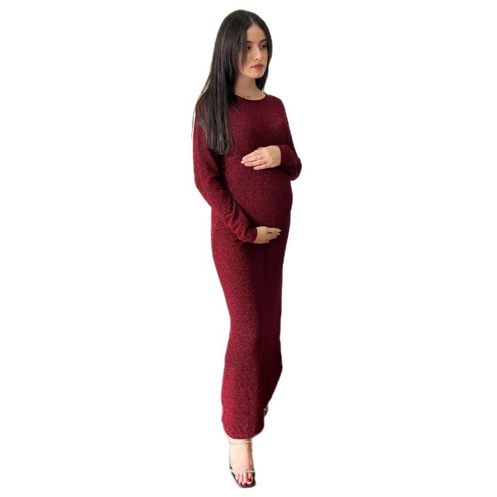 Oh9Shop - Lulwa Shimmer Dress - Burgundy